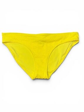 Aerie Crinkle Full Coverage Classic Yellow Patterned Bikini Bottoms Size L NWT